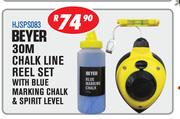 Beyer 30M Chalk Line Reel Set With Blue Marking Chalk & Spirit Level HJSPS083