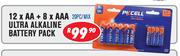 Ultra Alkaline Battery Pack 12 x AA + 8 x AAA 20PC/MIX