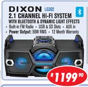 Dixon 2.1 Channel Hi-Fi System With Bluetooth & Dynamic Light Effects LG302