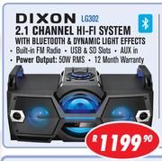Dixon 2.1 Channel Hi-Fi System With Bluetooth & Dynamic Light Effects LG302