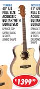 Sanchez 40" 4/4 Full Size Acoustic Guitar With Equaliser T71A40EQ