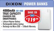 Dixon 4000 mAh True Capacity Charger For Smartphones B01-4000