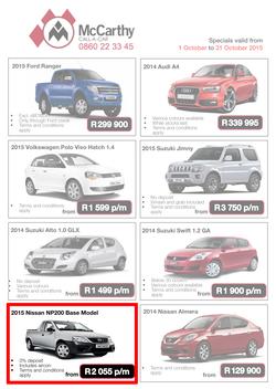McCarthy Call-A-Car (1 Oct - 31 Oct 2015), page 1