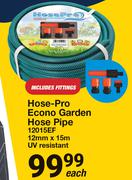 Hose-Pro Econo Garden Hose Pipe Incl Fittings 12015EF