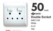 Waco Double Socket White 4 x 4 16A-Each