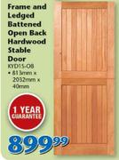 Swartland Frame & Ledged Battened Open Back Hardwood Stable Door KYD1S-OB