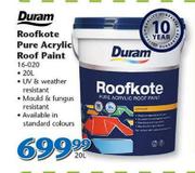 Duram Roofkote Pure Acrylic Roof Paint 16-020 20L