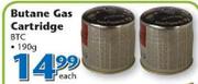 Butane Gas Cartridge 190g BTC-Each