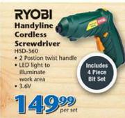 Ryobi Handyline Cordless Screwdriver HSD-360-Per Set