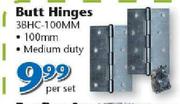 Butt Hinges 100mm Medium Duty 38HC-100MM-Per Set