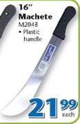 16" Machete Plastic Handle M204B