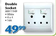 Waco Double Socket White 4x4 16A A0011149