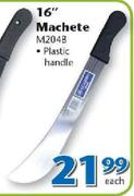 16" Machete Plastic Handle M204B-Each