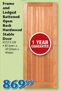 Swartland Frame And Ledged Battened Open Back Hardwood Stable Door KYD1S-08