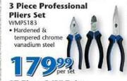 Worksman 3 Piece Professional Pliers Set WMPS183-Per Set