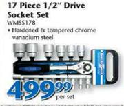 Worksman 17 Piece 1/2" Drive Socket Set WMSS178-Per Set