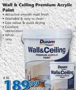 Duram 20Ltr Wall & Ceiling Premium Acrylic Paint 110-10-020