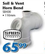 Marley Soil & Vent Horn Bend SB400 110mm