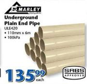 Marley 100kPa Underground Plain End Pipe ULE420-110mmx6m Each