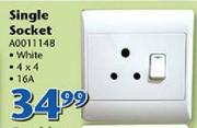 Single Socket 4x4 16A White A0011148