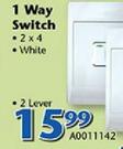 Way Switch 2x4 White 2 Lever A0011142