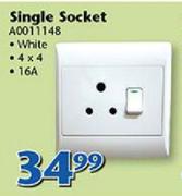 Single Socket 4x4 16A White A001148