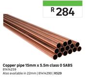 SABS Class 0 Copper Pipe 15mm x 5.5m 81414259