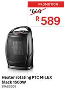 Milex 1500W Rotating PTC Heater (Black) 81483309