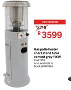 Alva 11KW Cement Grey Gas Patio Heater Short Stand 81481958