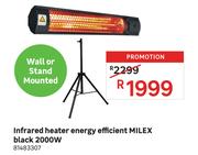 Milex Black 2000W Infrared Heater Energy Efficient 81483307