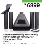 Megamaster Fireplace Freestanding Wood Burning 600 Harmony Steel 75cm x 41cm x 70cm 81484249