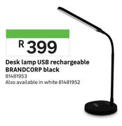 Brandcorp Desk Lamp USB Rechargeable Black 81481953