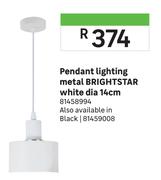 Brightstar Pendant Lighting Metal Whita Dia 14cm 81458994