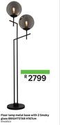 Bright Star Floor Lamp Metal Base With 2 Smoky Glass H167cm 81449503