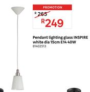 Inspire Pendant Lighting Glass White Dia 15cm E14 40W 81402513