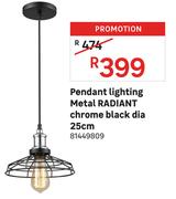 Radiant Pendant Lighting Metal Chrome Black Dia 25cm 81449809