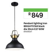 Brightstar Pendant Lighting Iron Black Dia 30cm E27 60W 81449547