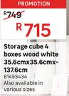 Storage Cube 4 Boxes Wood White 35.6cm x 35.6cm x 137.6cm 81455434