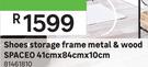 Spaceo Shoes Storage Frame Metal & Wood 41cm x 84cm x 10cm 81461810