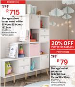Storage Cube 4 Boxes Wood White 35.6cm x 35.6cm x 137.6cm 81455434