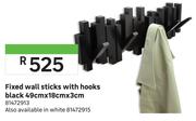Fixed Wall Sticks With Hooks Black 49cm x 18cm x 3cm 81472913