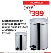 Kitchen Pedal Bin Stainless Steel With Mirror Finish 20L & 5L 81404081