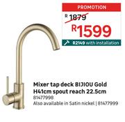 Bijiou Mixer Tap Deck Gold H41cm Spout Reach 22.5cm 81477998