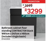 Contractor Bathroom Cabinet Floor Standing Black W61cm x D47cm x H85cm 81482860