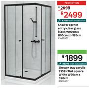 Essential Shower Tray Acrylic Square White W90cm x D90cm 81474807