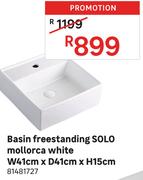 Solo Basin Freestanding Mollorca White W41cm x D41cm x H15cm 81481727