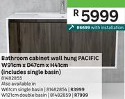 Pacific Bathroom Cabinet Wall Hung Single Basin W91cm x D47cm x H41cm 81482855