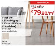 Lethabo Floor Tile Grey L43cm x W43cm (2.4Sqm/Box) 81484007-Per Sqm