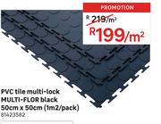 Multi Flor PVC Tile Multi Lock Black 50cm x 50cm (1Sqm/Pack) 81423582-Per Sqm