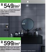 Wall Tile Arctic Dark Blue Plain Matte L90cm x W30cm (1.08 Sqm/Box) 81473241-Per Sqm